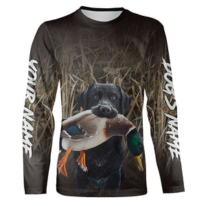 Duck Hunting Waterfowl Camo Black Labrador Retriever Dog Shirts, Personalized Duck Hunting clothes FSD4534