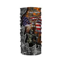 Load image into Gallery viewer, Deer Hunting American Flag Grim Reaper Custom Name camouflage Shirts for Hunters, Hunting Clothing FSD358