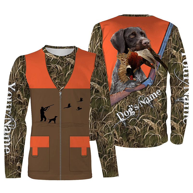 Custom Name German wirehaired pointer Dog Pheasant Upland Hunting Vest shirt for Men FSD3988