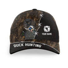 Load image into Gallery viewer, Duck Hunting Hat Waterfowl Camo with many Duck Hunting Dogs to choose from, Personalized  Duck Hunting Hat FSD4210