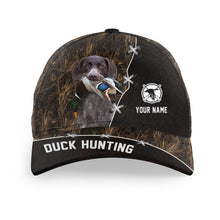 Load image into Gallery viewer, Duck Hunting Hat Waterfowl Camo with many Duck Hunting Dogs to choose from, Personalized  Duck Hunting Hat FSD4210