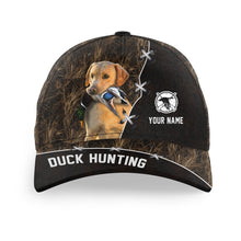 Load image into Gallery viewer, Duck Hunting Hat Waterfowl Camo with many Duck Hunting Dogs to choose from, Personalized  Duck Hunting Hat FSD4210