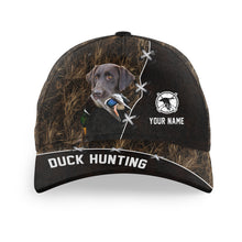 Load image into Gallery viewer, Duck Hunting Hat Waterfowl Camo with many Duck Hunting Dogs to choose from, Personalized  Duck Hunting Hat FSD4210