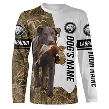 Load image into Gallery viewer, Pheasant Hunting with Chocolate Labrador Retriever Dog Custom Name Camo Full Printing Shirts, Chocolate Lab Best Hunting Dog FSD2677