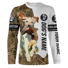 Load image into Gallery viewer, Pheasant Hunting with Llewellin English Setter Dog (Orange belton) Custom Name Camo Full Printing Shirts, Hoodie FSD2683