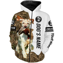 Load image into Gallery viewer, Pheasant Hunting with Llewellin English Setter Dog (Orange belton) Custom Name Camo Full Printing Shirts, Hoodie FSD2683