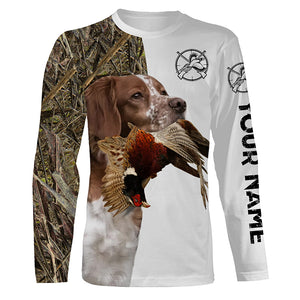 Pheasant Hunting With Dog Brittany Spaniel Custom Name All Over Printed Shirts - Personalized Hunting Gifts FSD1917