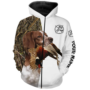 Pheasant Hunting With Dog Brittany Spaniel Custom Name All Over Printed Shirts - Personalized Hunting Gifts FSD1917