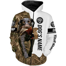 Load image into Gallery viewer, Pheasant Hunting with German Wirehaired Pointers GWP Custom Name Camo Full Printing Shirts, Hoodie FSD2687