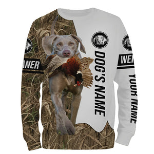 Pheasant Hunting with Dog Weimaraner Custom Name Camo Full Printing Shirts, Hoodie FSD2694