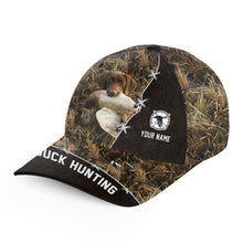 Load image into Gallery viewer, Duck hunting with Chocolate Lab Adjustable Baseball Hat, Personalized Duck hunting hat FSD3706