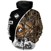 Load image into Gallery viewer, Rabbit Hunting with Beagle Dog Camo Custom name all over print Shirts, Personalized Gifts FSD370