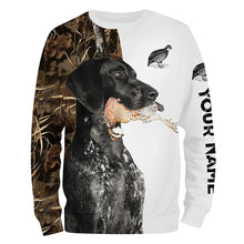 Load image into Gallery viewer, Quail Hunting with Black German Shorthaired Pointer GSP Custom Name Camo Full Printing Shirts FSD3607