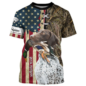 German Shorthaired Pointer Hunting Bird Dog Duck Hunter American flag full printing shirt, Hoodie FSD3261