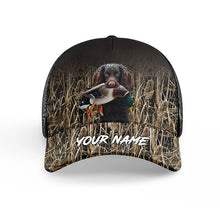 Load image into Gallery viewer, Duck Hunting Dogs Waterfowl Camo Custom Name Hat, Duck Hunting Mesh Back Cap, Hunting Hat FSD4562