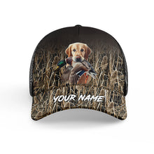 Load image into Gallery viewer, Duck Hunting Dogs Waterfowl Camo Custom Name Hat, Duck Hunting Mesh Back Cap, Hunting Hat FSD4562