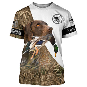 Duck hunting with dog german shorthaired pointer Custom Name 3D All over print Shirt, Hoodie Personalized gifts ideas for Duck hunter FSD2712