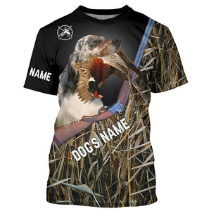 Llewellin English Setter Gun Dog Pheasant Hunting Custom Name Shirts for Pheasant Hunters FSD3921