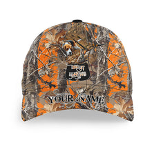 Load image into Gallery viewer, Rabbit hunting Orange camo Custom Name hunting hat, Adjustable Unisex Hunting Baseball hat FSD3488