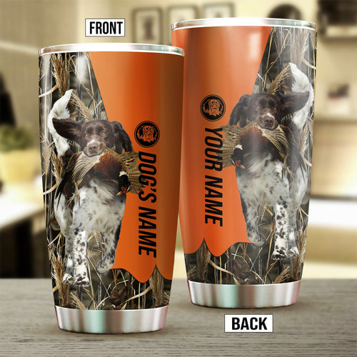 Small Munsterlander Birds & Deer shed Hunting Dog Custom name Stainless Steel Tumbler Cup FSD4326