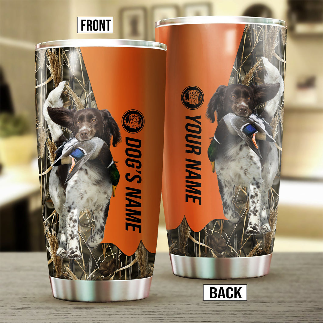 Small Munsterlander Birds & Deer shed Hunting Dog Custom name Stainless Steel Tumbler Cup FSD4326