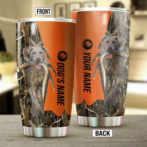 Weimaraner Birds & Deer shed Hunting Dog Custom name Stainless Steel Tumbler Cup FSD4329