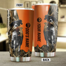 Load image into Gallery viewer, Black and white English Setter Birds &amp; Deer shed Hunting Dog Custom name Stainless Steel Tumbler Cup FSD4330