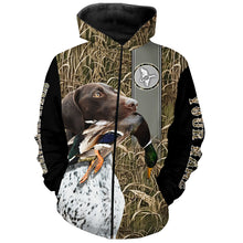 Load image into Gallery viewer, German Shorthaired Pointer Duck Hunting with Dog Waterfowl Camo Custom Name All Over Printed Shirts, Personalized Gifts FSD2584