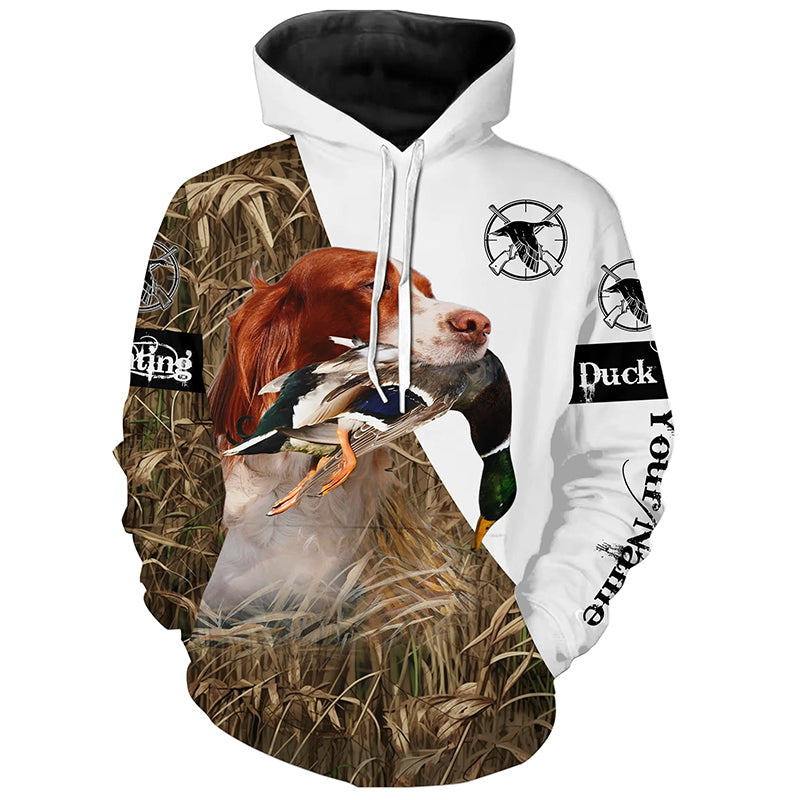 Duck hunting with Liver belton English Setter Custom Name 3D All over print Shirt, Hoodie - Personalized Hunting Gifts FSD2736