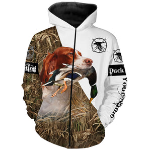 Duck hunting with Liver belton English Setter Custom Name 3D All over print Shirt, Hoodie - Personalized Hunting Gifts FSD2736