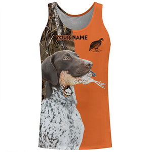 Quail hunting with German Shorthaired Pointer custom bird hunting shirts, Pointing dog hunting gifts FSD3733