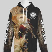 Load image into Gallery viewer, Yellow Labrador Retriever Hunting Dog Custom Name Hoodie Shirt for Hunter FSD4686