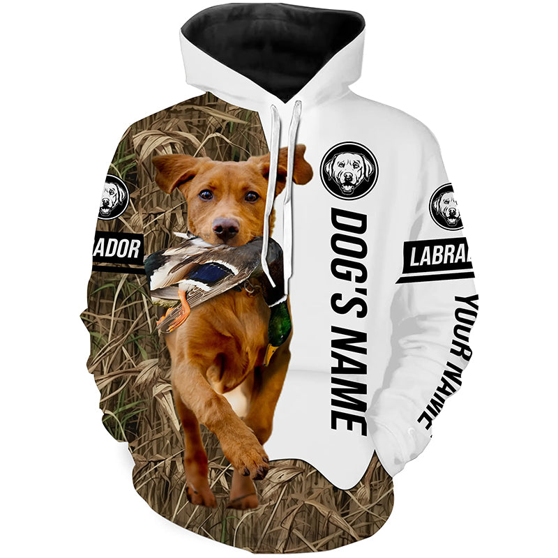 Duck Hunting with Fox Red Labrador Retriever Dog Custom Name Camo Full Printing Shirts, Hoodie FSD3509