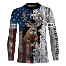 Load image into Gallery viewer, Deer Hunting American flag snow winter camo Custom name Shirts, Deer Hunting Gifts FSD896