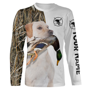 Duck Hunting with white Lab dog Custom Name 3D All Over Print Shirt - Labrador Retriever Hunting Gifts FSD3748