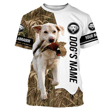 Load image into Gallery viewer, Pheasant Hunting with white Lab Custom Name Camo Full Printing Shirt - Labrador Retriever Hunting Gift FSD3749