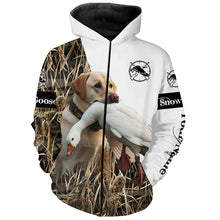 Load image into Gallery viewer, Snow Goose hunting with dog yellow labrador Custom Name All over print Shirt, Hunting gift ideas FSD1968