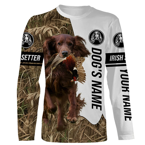 Pheasant hunting with red Irish setter Dogs Customize name 3D All over print Shirts, Hoodie FSD3758