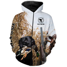 Load image into Gallery viewer, Duck hunting with Dog Black Labs Custom Name All over print Shirts, Duck hunting gifts FSD4013