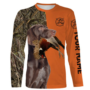 Pheasant hunting with solid liver gsp German Shorthaired Pointer Customize Name full printing Shirts FSD3761