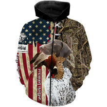 Load image into Gallery viewer, Pheasant Hunting With Dog German Shorthaired Pointer American Flag Full Printing Shirts, Hoodie FSD3090