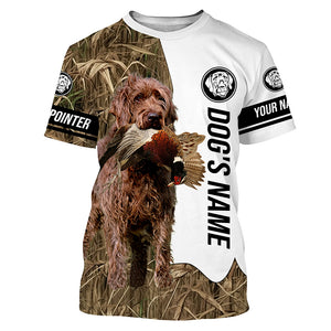 Pheasant Hunting with Pudelpointer Dog Custom Name Camo Full Printing Shirts, Hunting dog bird Hunter - FSD2771