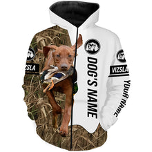 Load image into Gallery viewer, Duck Hunting with Vizsla Dog Custom Name Camo Full Printing Shirts, Gundog hunting Shirt - FSD2776