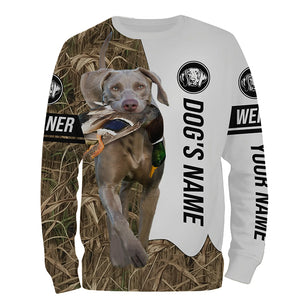 Duck Hunting with Weimaraner Dog Custom Name Camo Full Printing Shirts, Gundog hunting Shirt - FSD2778