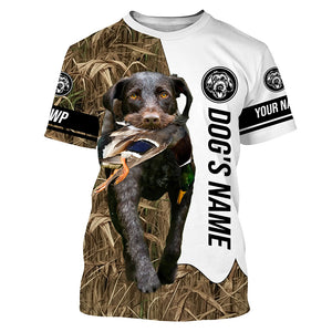 Duck Hunting with GWP German wirehaired pointers Dog Custom Name Camo Full Printing Shirts, Personalized Hunting gift - FSD2779