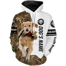 Load image into Gallery viewer, Pheasant Hunting with Golden Retriever Dog Custom Name Camo Full Printing Shirts, Hoodie FSD3537