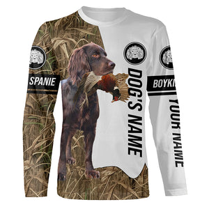 Pheasant Hunting with Boykin Spaniel Custom Name Camo Full Printing Shirts, Bird dog hunting gifts FSD3783