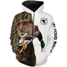 Load image into Gallery viewer, Duck Hunting With Dog Chocolate Labrador Retriever Custom Name 3D All Over Print Shirt Hoodie Personalized Hunting Gifts FSD1862