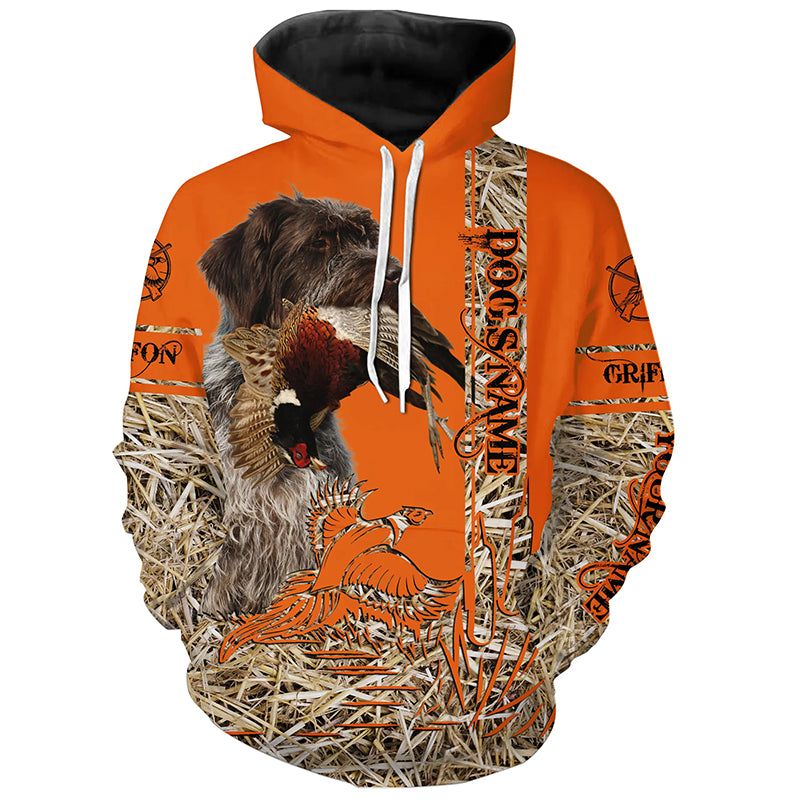 Wirehaired Pointing Griffon Dog Pheasant Hunting Blaze Orange Hunting Shirts, Pheasant Hunting Clothing FSD4165