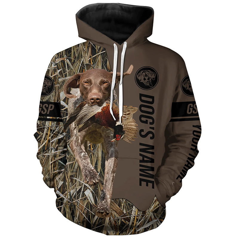 German Shorthaired Pointer Hunting dog customized Name Shirt, camo and brown color FSD4669